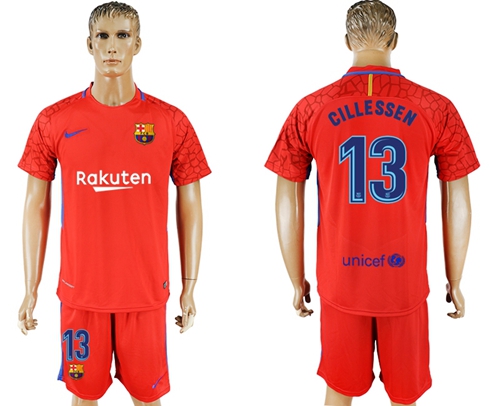 Barcelona #13 Cillessen Red Goalkeeper Soccer Club Jersey